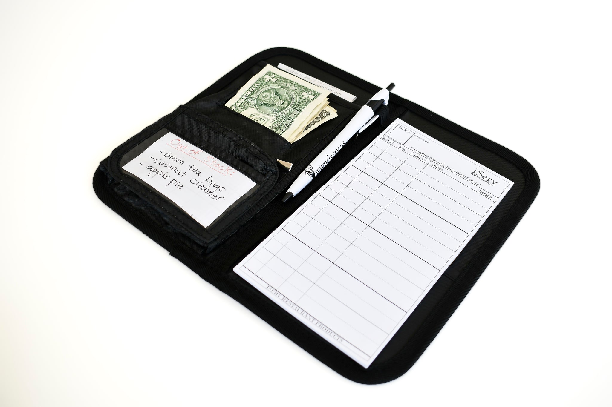 Waitress Server Book With Wine Opener – Fits In Apron, Holds Cash, Cards, Receipts & Order Pads